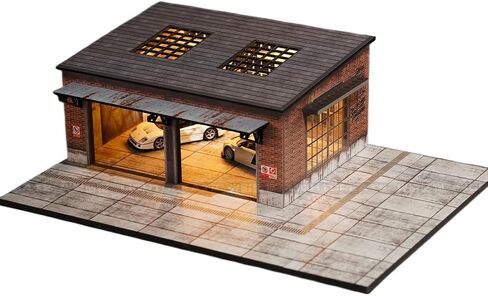 1:64 Diorama American Building Garage, LED Parking Lot Scene Display Case in Kuwait