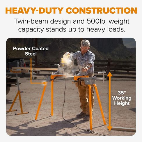 BORA Portamate PM-4000 - Heavy Duty Folding Miter Saw Stand with Quick Attach Tool Mounting Bars Orange 44 x 10 x 6.5 inches in Kuwait