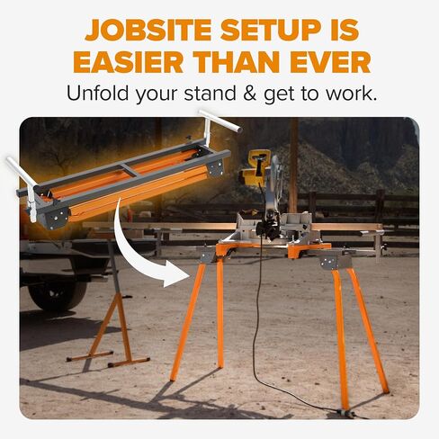 BORA Portamate PM-4000 - Heavy Duty Folding Miter Saw Stand with Quick Attach Tool Mounting Bars Orange 44 x 10 x 6.5 inches in Kuwait