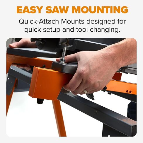 BORA Portamate PM-4000 - Heavy Duty Folding Miter Saw Stand with Quick Attach Tool Mounting Bars Orange 44 x 10 x 6.5 inches in Kuwait
