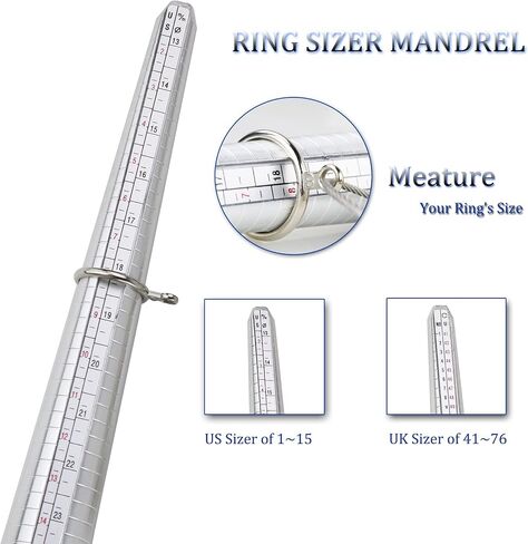 HIPOGT Ring Sizer Measuring Tool Set Ring Gauges & Finger Sizer Mandrel Ring Sizer Tool Ring Sizing for Jewelry Sizing Measuring in Saudi Arabia