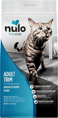 Nulo Freestyle Adult Trim Dry Cat Food - Salmon & Lentils, High Protein, Grain Free, Weight Management Kibble with Probiotics & L-Carnitine, 4lb Bag in Kuwait