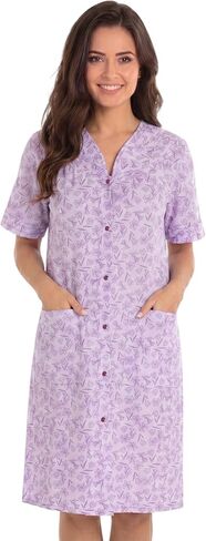 Dreamcrest Short Sleeve Seersucker Duster Snap-Front House Coat with Pockets in Kuwait