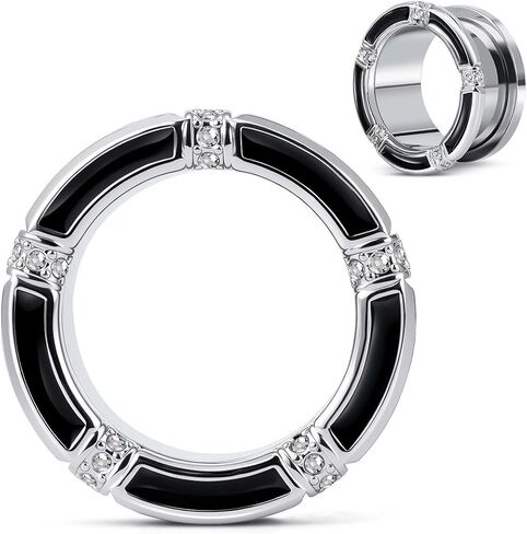 COOEAR 1 Pair Elegant Ear Tunnels and Plugs Piercing Earrings Stainless Steel Ear Gauges 2g to 1 inch. in Kuwait