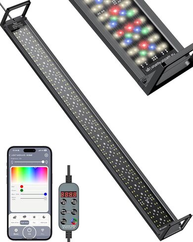 Pawfly Aquarium Light for Plants, 42 W Bluetooth Fish Tank Light, Full Spectrum Aquarium Lights for 48"-54" Fish Tanks, Extendable 24/7 LED Lights with Timer Modes & Adjustable Brightness in Kuwait