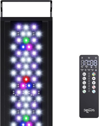 SEAOURA 24/7 LED Aquarium Light for Plants with Remote, Full Spectrum Fish Tank Light with Timer for 48-54 Inch Freshwater Tanks, Auto ON/Off, 20-Brightness, Power-Off Memory, Day/Night & DIY Mode in Kuwait