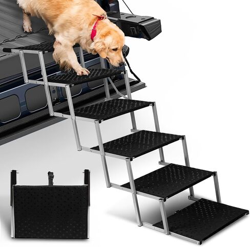 Foldable Dog Stairs for Car,17" Extra Wide Pet Ramp for Large Dog,5 Steps in Saudi Arabia