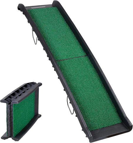Folding Dog Ramp for Car Truck SUV 61 Inches Portable Pet Ramp with Grass Padded for Large Dogs Non Slip with Raised Siderails (Grass Surface) in Kuwait