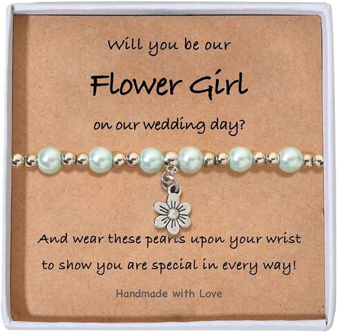 Flower Girl Proposal Bracelet, Will You Be My Flower Girl,Thank You For Being Our Flower Girl Gift, Stretchy Bracelet for Girls in Kuwait
