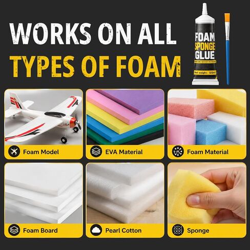 120ml Foam Glue with Brush, Fast Cure Strong Bond for Muti-Material in Kuwait