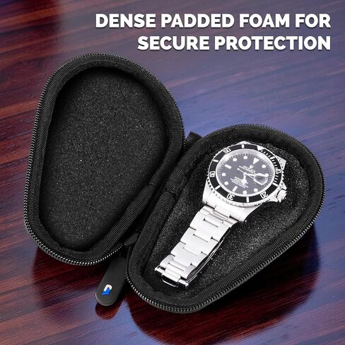 CASEMATIX Protective Watch Travel Case, Travel Watch Case with Rugged Hard Shell, Cushion Foam Interior, Reinforced Zippers & Metal Carabiner - Watch Travel Box for up to 56MM Watches in Kuwait
