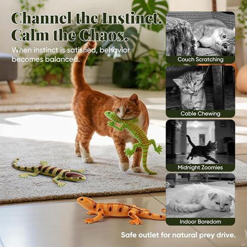 CiyvoLyeen Plush Lizard Catnip Toys for Indoor Cats 4 Pack in Kuwait