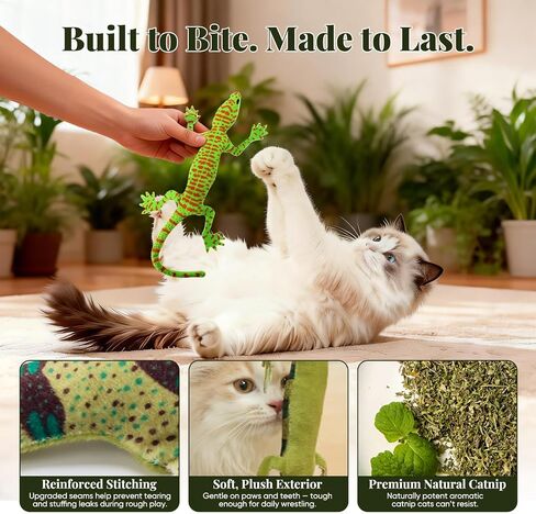 CiyvoLyeen Plush Lizard Catnip Toys for Indoor Cats 4 Pack in Kuwait