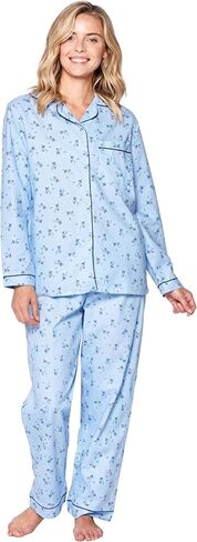 Casual Nights Women's Flannel Long Sleeve PJ's Button Down Sleepwear Pajama Set in Saudi Arabia