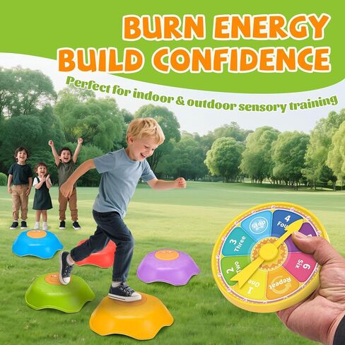 Stepping Stones for Kids - Anti-Slip Toddler Balance Stones with Squeaky Sound - 5pc Crab Sensory Toys for Indoor & Outdoor Play - Montessori Gross Motor Skills Obstacle Course for Boys Girls Toddlers in Saudi Arabia