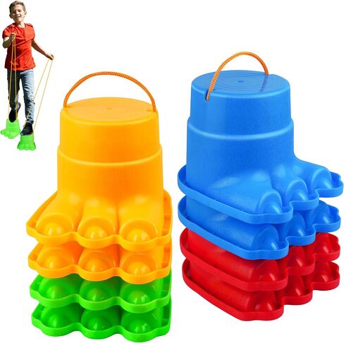 IROO Balancing Stilts for Kids, 4 Pairs Walking Monster Feet for Balance and Coordination, Toys for Girls & Boys Age 4-10 Years Old Indoor or Outdoor Play (8 Total) in Saudi Arabia