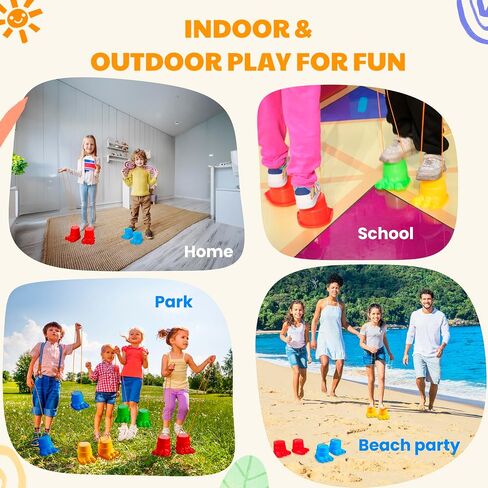 IROO Balancing Stilts for Kids, 4 Pairs Walking Monster Feet for Balance and Coordination, Toys for Girls & Boys Age 4-10 Years Old Indoor or Outdoor Play (8 Total) in Saudi Arabia