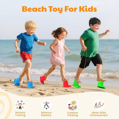 IROO Balancing Stilts for Kids, 4 Pairs Walking Monster Feet for Balance and Coordination, Toys for Girls & Boys Age 4-10 Years Old Indoor or Outdoor Play (8 Total) in Saudi Arabia