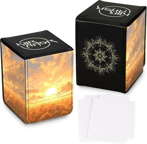 MTG Deck Box with 2 Dividers, MTG Commander Deck Box Hold 100 Double-Sleeved Cards, Magnetic Card Box Compatible with Magic the Gathering, Plains in Saudi Arabia