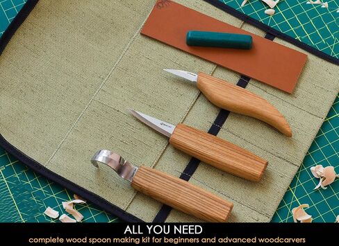BeaverCraft Wood Spoon Carving Tools Kit S17 with Wood Carving Hook Knife & Sloyd, Chip Whittling Knives for Spoon Carvers - Whittling Tools Set with Knife Leather Strop Polishing Compound, Tool Case in Kuwait