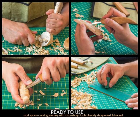 BeaverCraft Wood Spoon Carving Tools Kit S17 with Wood Carving Hook Knife & Sloyd, Chip Whittling Knives for Spoon Carvers - Whittling Tools Set with Knife Leather Strop Polishing Compound, Tool Case in Kuwait