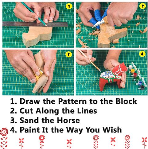 BeaverCraft Wood Carving Kit with Whittling Knife & Basswood - Whittling Set DIY 02 Dala Horse - Hobbies for Adults and Teens - Wood Carving Tools - Hobby Gifts in Kuwait
