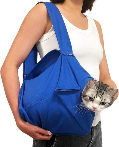 [Cozy Travel] Cat Carrier Pouch, Soft Cat Carrier for Small Cats, Kitten Carrying Bag, Restraint Bag for Nail Trimming, Vet Visits, Giving Meds, Car Travel - Klein Blue Upgrade in Saudi Arabia