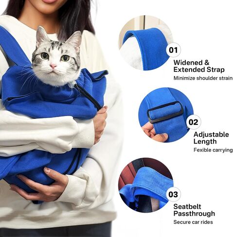 [Cozy Travel] Cat Carrier Pouch, Soft Cat Carrier for Small Cats, Kitten Carrying Bag, Restraint Bag for Nail Trimming, Vet Visits, Giving Meds, Car Travel - Klein Blue Upgrade in Saudi Arabia
