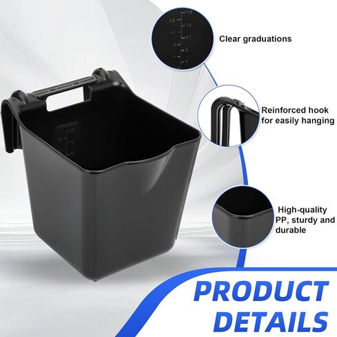 6-Pack Horse Feed Bucket, 15 Quart, Heavy Duty Plastic Livestock Feeding Pails, Multipurpose Water & Feed Tubs for Horse, Pony, Goat, Farm Stable Use-Black in Saudi Arabia