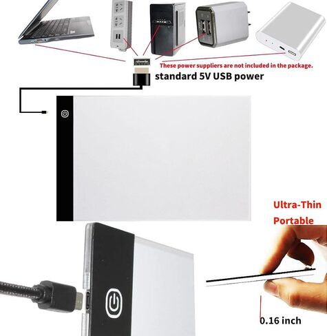Small A5 Ultra-Thin Portable LED Tracing Light Box Dimmable Tracer Pad Board Universal USB Powered Adjustable Brightness for Artists Drawing Sketching Trace Animation Artcraft 5d Diamond Painting in Kuwait