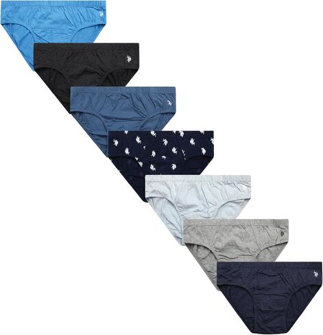 U.S. Polo Assn. Mens Underwear Briefs - 7 Pack Cotton Tag Free Low Rise Briefs Underwear for Men Pack with Contour Pouch in Kuwait