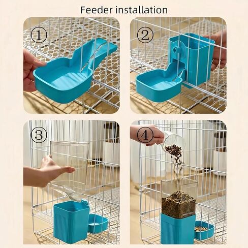 Automatic Rabbit Feeder and Water Dispenser Set,40oz Gravity Food Feeder&17oz Leak-Proof Water Bottle for Guinea Pigs,Hamsters,Chinchillas,Ferrets, Small Animals,Cage Mount Feeding Station Blue in Saudi Arabia
