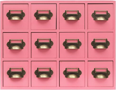 Vintage Card Catalog Drawers for Desktop,12-Drawer Wood Desktop Cabinet in Kuwait