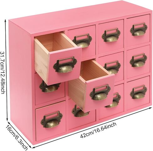 Vintage Card Catalog Drawers for Desktop,12-Drawer Wood Desktop Cabinet in Kuwait