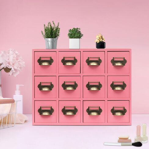 Vintage Card Catalog Drawers for Desktop,12-Drawer Wood Desktop Cabinet in Kuwait