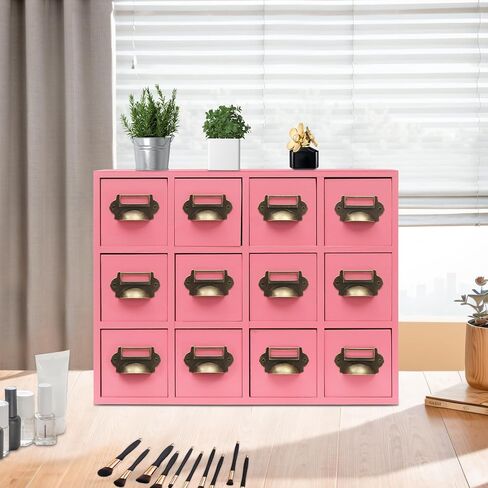 Vintage Card Catalog Drawers for Desktop,12-Drawer Wood Desktop Cabinet in Kuwait