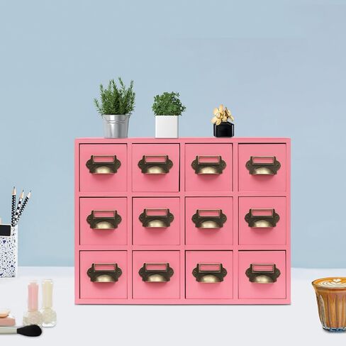 Vintage Card Catalog Drawers for Desktop,12-Drawer Wood Desktop Cabinet in Kuwait