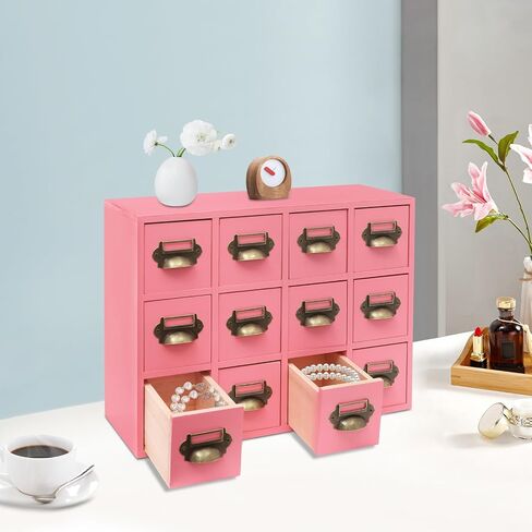 Vintage Card Catalog Drawers for Desktop,12-Drawer Wood Desktop Cabinet in Kuwait
