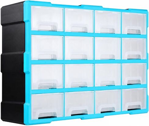 Hardware Organizer Cabinet Space-Saving Wall-Mountable Parts Cabinet with Transparent Drawers for Workshop, Workspace, Blue Black in Kuwait