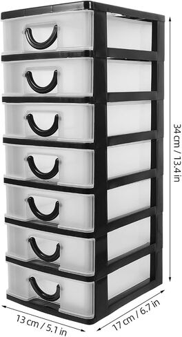 HOMSFOU 2pcs 7-drawer Plastic Desktop Organizer with Drawers and Handle in Kuwait