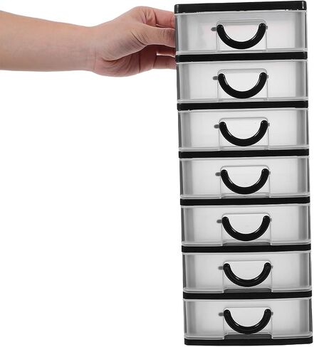 HOMSFOU 2pcs 7-drawer Plastic Desktop Organizer with Drawers and Handle in Kuwait