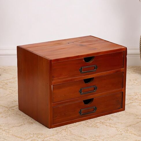Estink Wooden Desk Organizer, 3 Drawer Apothecary Cabinet in Kuwait