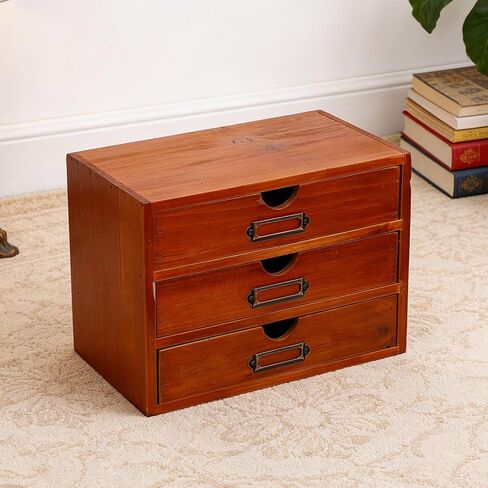 Estink Wooden Desk Organizer, 3 Drawer Apothecary Cabinet in Kuwait