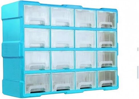 Hardware Organizer Cabinet Space-Saving Wall-Mountable Parts Cabinet with Transparent Drawers for Workshop, Workspace, Garage, Blue Black in Kuwait