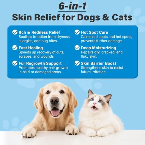 Dog Skin Repair Roll-On Serum – Natural Hot Spot & Red Spot Relief with Coconut Oil – Soothes Itchy, Dry & Irritated Skin, Supports Fur Regrowth – Lick-Safe, No-Rinse Pet Skin Care for Dogs & Cats in Saudi Arabia