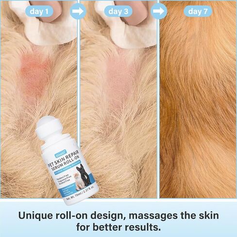 Dog Skin Repair Roll-On Serum – Natural Hot Spot & Red Spot Relief with Coconut Oil – Soothes Itchy, Dry & Irritated Skin, Supports Fur Regrowth – Lick-Safe, No-Rinse Pet Skin Care for Dogs & Cats in Saudi Arabia