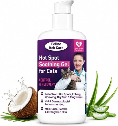 Feline Itch Care Hot Spot Soothing Gel for Cats | Helps Comfort Itchy Skin, Hot Spots & Dry Irritated Skin | with Coconut Oil & Aloe Vera | Gentle Skin & Coat Support | Made in USA (4 oz) in Kuwait