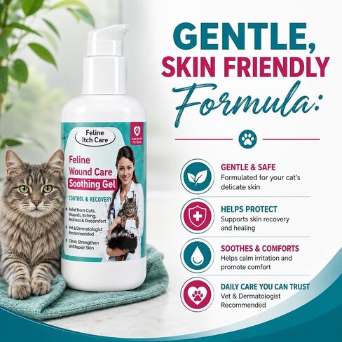 Feline Wound Care for Cats | Soothing Gel with Coconut Oil & Aloe Vera. in Kuwait