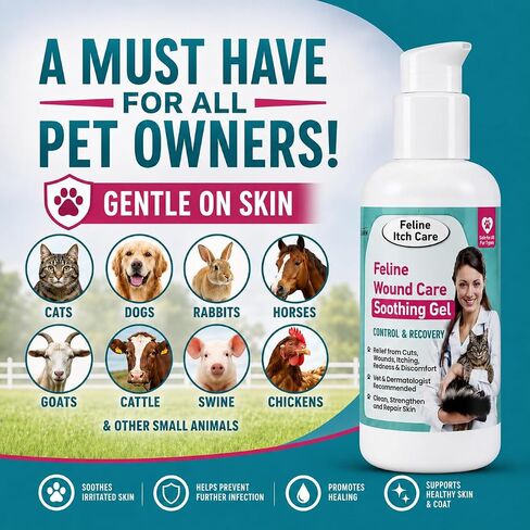 Feline Wound Care for Cats | Soothing Gel with Coconut Oil & Aloe Vera. in Kuwait