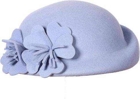 F FADVES Pillbox Hat Wool Felt Beret Fascinator Hats Flower Cocktail Wedding Tea Party Hat in Kuwait